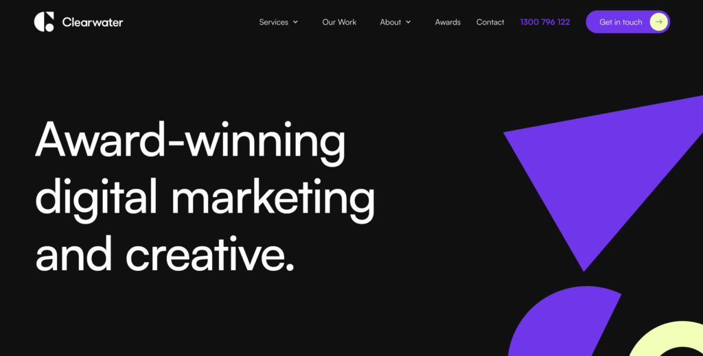 screenshot of Clearwater Agency's website homepage